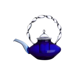 Nuovo Klein BlueTwist <span class=keywords><strong>teiera</strong></span> in vetro con manico alto borosilicato Multi-colore <span class=keywords><strong>fornello</strong></span> di calore <span class=keywords><strong>teiera</strong></span> fiore <span class=keywords><strong>teiera</strong></span> regalo - Product Image 2