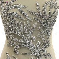 WDP-485 or strass appliqué corsage argent robe couture Patch décoratif fleur vêtement accessoires pour vêtements