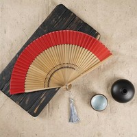 Kipas Tangan Bambu dengan Desain Bunga Ukiran Tahan Lama-Suvenir Hunan untuk Dekorasi Rumah & Liburan Merek COSMOS