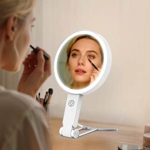 Nuevo Producto: Espejo Cosmético de Mesa Portátil de Doble Cara Ajustable, Espejo de Maquillaje Iluminado para Viajes y Hogar - Product Image 5