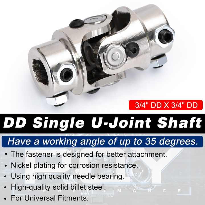 ROADFAR 3/4" DD X 3/4" DD Universal Steering U-Joint – Single Black Shaft Joint - View #4