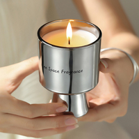 Bougie en cire de soja parfumée dans un bocal en métal miroir personnalisé, sans fumée, non toxique, parfum longue durée, style minimaliste nordique, OEM ODM, cadeau