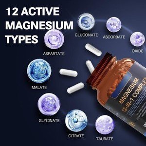 Capsule di Magnesio Glicinato, Integratore di <span class=keywords><strong>Minerali</strong></span> Naturali, Complesso 12 in 1 di Magnesio Glicinato - Product Image 4