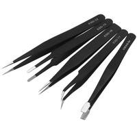 Ensemble de pinces antistatiques ESD en acier inoxydable, outils d'entretien, pinces courbées et droites de précision industrielle, ensemble d'outils de réparation