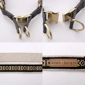 天然ヘンプドッグハーネスとリーシュポリエステルプルドッグハーネス2025新デザインロゴメタルバックル付き - Product Image 5