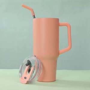 40oz 1200ml Stainless Steel Handle Car Double Drinking <b>Large</b> Capacity Household Insulated Water Tumbler <b>Cup</b> Mug with Straw - Product Image 5