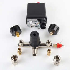 Ensemble de vanne de régulation de pression pour compresseur d'air, capuchon noir, connecteur push-pull robuste avec manomètres et raccord rapide - Product Image 2