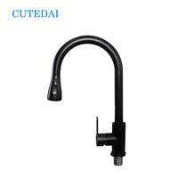 Robinet de cuisine moderne monocommande flexible extractible en acier inoxydable, rotation à 360 degrés, finition brossée, montage sur plan, eau chaude/froide