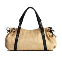 Sac fourre-tout de plage et de voyage en paille de créateur grande capacité pour femme, sac à bandoulière à poignée supérieure, sac de shopping tressé avec fermeture éclair et broderie