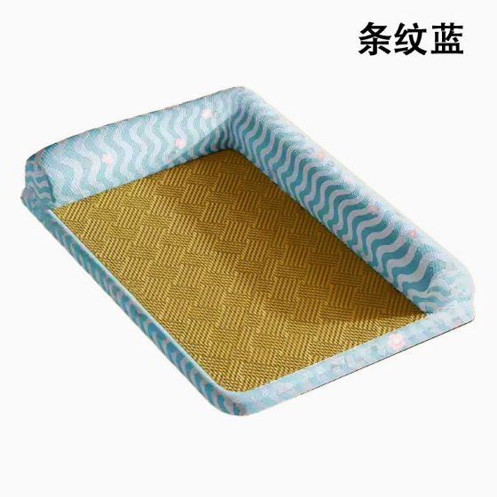 Panier rayé en forme de L avec tapis rafraîchissant (amovible et lavable).