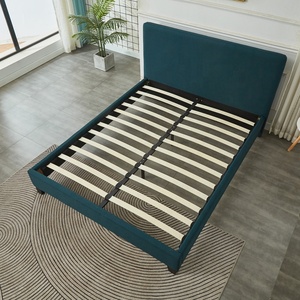 Vải hiện đại bọc đôi <span class=keywords><strong>XL</strong></span> 180*200cm Khung giường với đầu giường bằng gỗ & Lưu trữ Chất lượng cao mềm phong cách vải màu xanh - Product Image 3