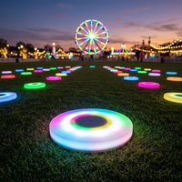 Dalles de jeu interactives à capteur de pression pour piste de danse LED ronde, IP65, éclairage RGBW, scène DJ 3D lumineuse