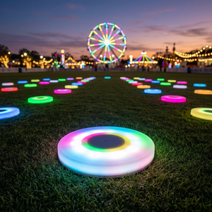 Dalles de jeu interactives LED rondes pour sol de danse intérieur avec capteur de pression, cercle lumineux 3D pour scène DJ, lumières de scène rondes - Product Image 6