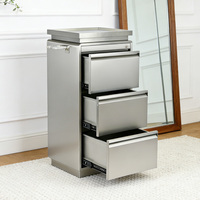 Chariot de rangement XFMC en acier inoxydable argenté de haute qualité pour salon de manucure, meuble de salon de beauté à 3 niveaux pour outils de coiffeur