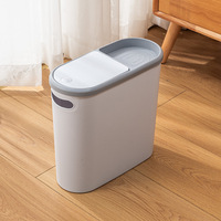 DS5247 Poubelle mince en plastique Poubelle pour cuisine salle de bain Poubelle étroite avec couvercle de presse
