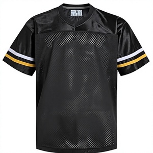 Camiseta Deportiva de Fútbol Americano Rosa con Malla, Unisex, Transpirable, Cuello en V, Manga Corta y Rayas - Product Image 2