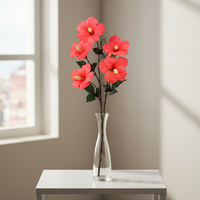 Fleur artificielle d'hibiscus réaliste faite à la main - Longue durée, toucher naturel, haute simulation, style moderne, écologique pour les mariages