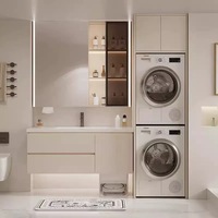 Meuble de salle de bain superposé pour lave-linge et sèche-linge, meuble de balcon pour machine à laver avec lavabo intégré