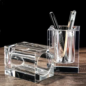 custom crystal pen holder for office decoration