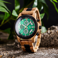 Montre en bois de haute qualité, design artistique ingénieux, résistante à l'eau, faible MOQ, motif soleil, lumineuse, boîtier de montre en bois