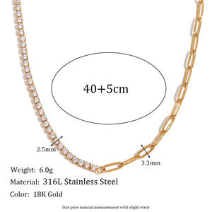 Parures de bijoux pour femmes Vente en gros Zircone Haute Qualité Trombone Bracelet Collier Acier Inoxydable Plaqué Or 18k Zircon - Product Image 3