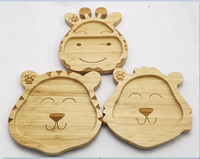 Nouvel ensemble de vaisselle pour enfants en fibre de bambou en forme d'animal 2025, avec bavoir et assiette en silicone, vaisselle pour bébé