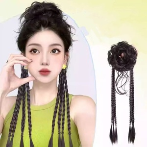 Peluca de pelo de raíz de loto hinchado natural, extensión de pelo de punto trenzado de boxeo medio atado, peluca falsa de cola de pelo de fibra asiática - Product Image 2