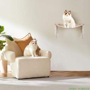 Jaula para Gatos de Madera Ecológica, Impermeable, Montada en la Pared, con Estante de Cuerda de Algodón, Diseño Clásico de Lujo, Desmontable y Lavable - Product Image 6