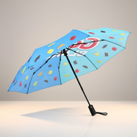 Parapluie de voyage portable anti-soleil et anti-pluie en tissu pongé 190T, ouverture automatique, baleines en fibre de verre, 21 pouces, pliable en trois sections, logo personnalisé