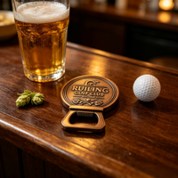 Décapsuleur en métal à bords martelés vintage, avec logo personnalisé en relief, en cuivre antique, pour merchandising de brasserie, souvenir de marque de bière, cadeau