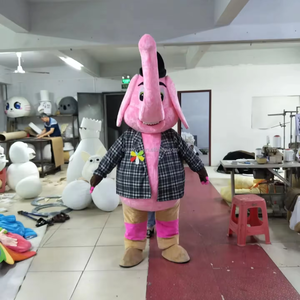 Efun quantité minimale de commande 1 pièce Costume de mascotte éléphant <span class=keywords><strong>rose</strong></span> taille adulte personnalisé Costume de mascotte animal en peluche à vendre - Product Image 4