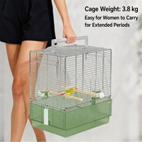 Cage d'élevage pour oiseaux avec ventilation, facile à ranger, accès par le haut, en acier inoxydable, pour perroquets, avec plateau métallique, vente en gros, OEM direct