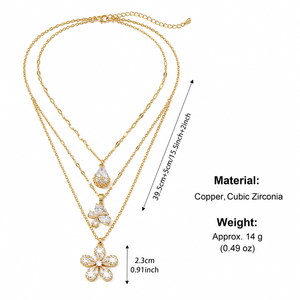Collana con Ciondolo a <span class=keywords><strong>Farfalla</strong></span> Placcato Oro a 3 Strati con Zirconia Cubica, Regolabile, per Donna, Vendita all'Ingrosso - Product Image 6