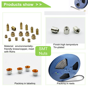 Tuerca de PCB SMT Nnt SMD de latón Tuerca estañada conductora de <span class=keywords><strong>con</strong></span> separador de latón empaquetado en carrete para bloques de terminales de montaje en PCB - Product Image 2