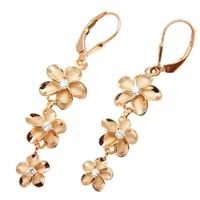 Roségold-Plattierte 925 Sterling Silber Hawaii-Stil Blumenform Diamant-Schmuck Tropfen-Ohrringe Individuell Anpassbar