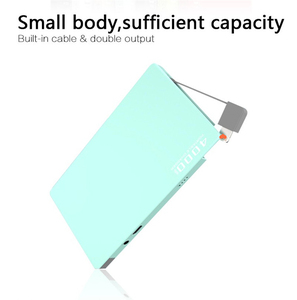 Batterie Li-polymère personnalisable avec logo, câble double intégré, charge rapide du <span class=keywords><strong>téléphone</strong></span>, portable, 4000 mAh, taille carte de <span class=keywords><strong>crédit</strong></span>, power <span class=keywords><strong>bank</strong></span> mobile - Product Image 2