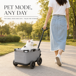 Chariot de transport pliable pour animaux de compagnie, poussette à roulettes pour petits chiens et chats, chariot de voyage extérieur avec poche de rangement - Product Image 1