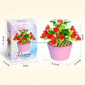 Nouvel ensemble de blocs de construction en plastique, briques de dessin animé, plantes et <span class=keywords><strong>fleurs</strong></span> en pot pour le plaisir des enfants - Product Image 4