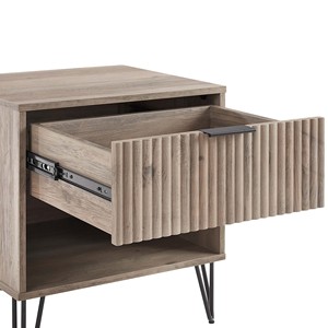 Rustic Gray Nightstand With Drawer And Open <b>Shelf</b> Storage For Bedroom - Product Image 5