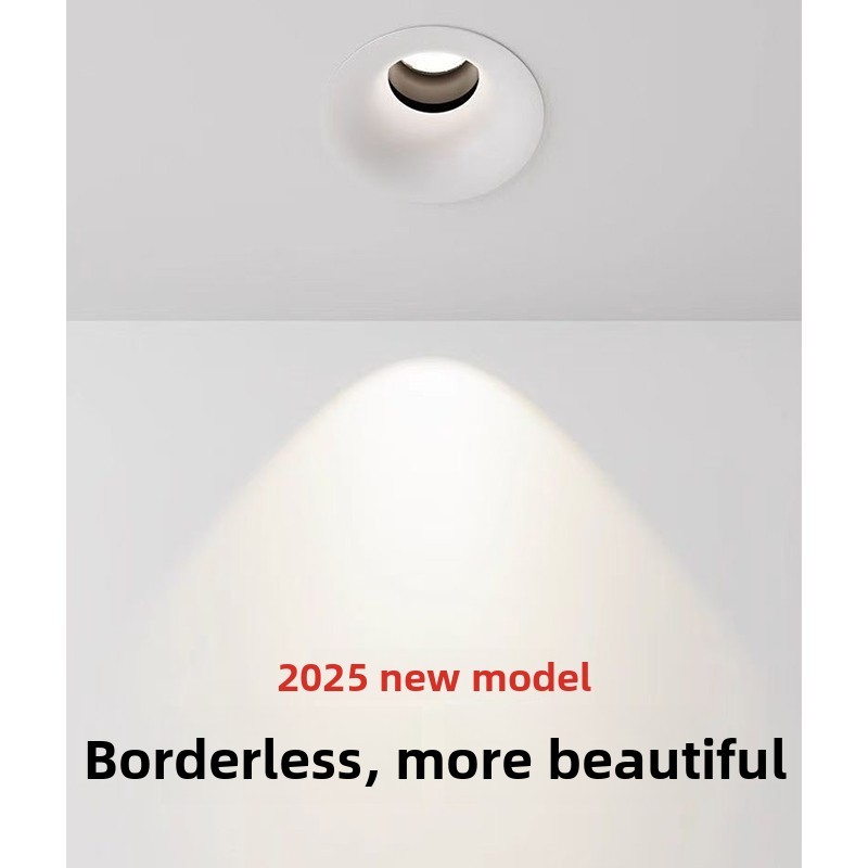 Frameless COB Ceiling Lamp for Recessed Installation in Living Room Hallway, with Wall Washing Function and Anti-glare Feature