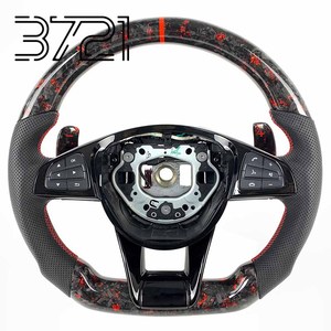Volante de fibra de carbono de 3 radios estilo racing para Mercedes Benz W205 W212 W222 A45 E400 E300 C63 C43 Clase C S E A - Product Image 1