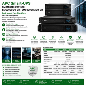 Sistema de Respaldo UPS de Onda Sinusoidal Pura para Montaje en Rack APC Smart-UPS <span class=keywords><strong>SMC1000I</strong></span> SMC1500I SMC2000I2U-CH SMC3000RMI2U-CH - Product Image 1
