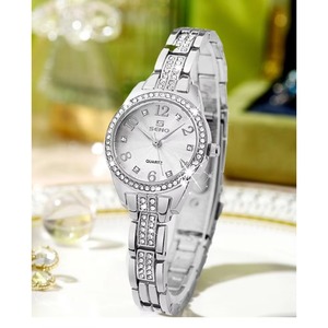 Fashion Women's Rose Gold Tone Watch Luxury Diamond Paved Bezel Stainless Steel Diamond Bracelet 30M Waterproof Quartz Watch - Product Image 3