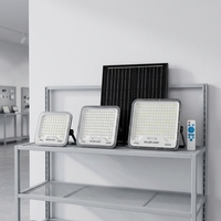 Lampu Sorot Tenaga Surya LED Super Terang Murah dengan Kontrol Waktu dan Remote, IP65 100W 200W 300W ABS, Laris Terjual