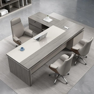 Modern L-shaped <b>Wood</b> Executive <b>Desk</b> Set with Side Table Premium Feel <b>Solid</b> <b>Wood</b> Design for Home Office and Commercial Use - Product Image 4
