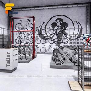 Présentoir de magasin de vélos moderne Fixation intérieure Ensemble complet de vélo de route <span class=keywords><strong>Boutique</strong></span> de détail Design Support mural Présentoir de vêtements - Product Image 4
