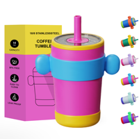 Gobelet de voyage réutilisable en acier inoxydable color-block anti-déversement pour café glacé et boissons froides avec paille