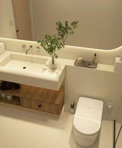 Nouvelle conception moderne, meuble-lavabo mural haut de gamme en bois massif et MDF, avec miroir LED et lavabo, résistant à l'eau, idéal pour appartement - Product Image 4