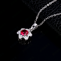 Collier pendentif ovale en argent sterling 925 avec rubis de laboratoire et halo de zircones cubiques, anti-allergie, bijoux fins pour femme, mariage, Wangfu Jewelry