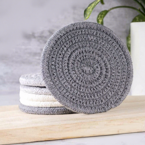 En gros, sets de table et dessous de verre en corde de coton tressée, résistants à la chaleur, avec logo personnalisé, promotionnels, pour cuisine, cadeau - Product Image 1